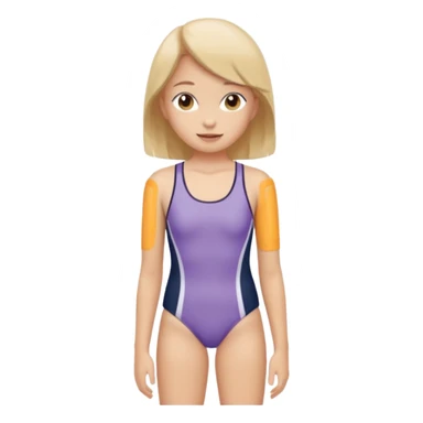 A girl wearing a school swimsuit sticker
