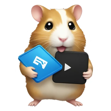 A hamster holding youtube gold play button award sticker