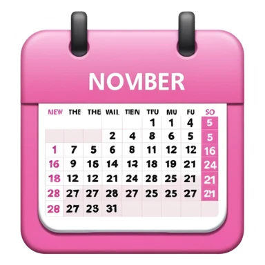 pink calendar of november 2025 in poppins text form sticker