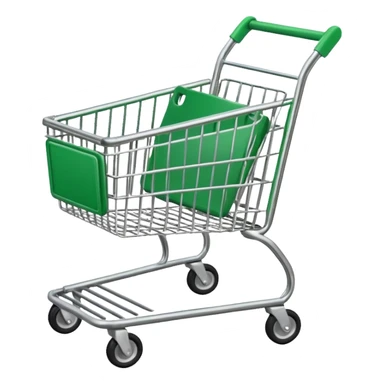 create empty shopping trolley emoji with green tone color sticker