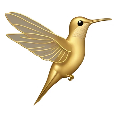 Sketch of a hummingbird in gold colour on a transparent background with thin lines without a face, only the outlines of the body sticker