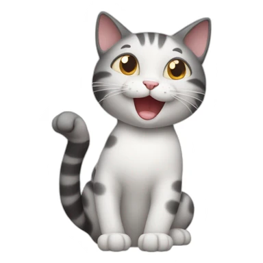 A happy Cat saying hello with one hand sticker
