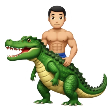 Man with huge muscles carrying a crocodile  sticker