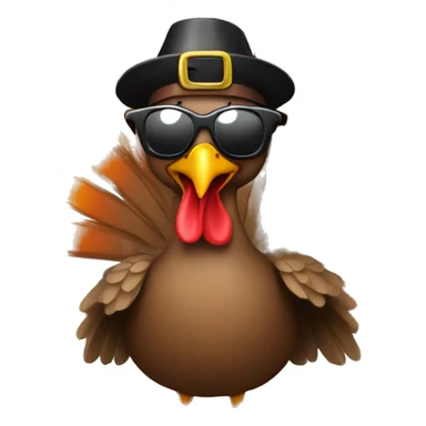 Turkey with sunglasses holding a banner that says happy thanksgiving  sticker