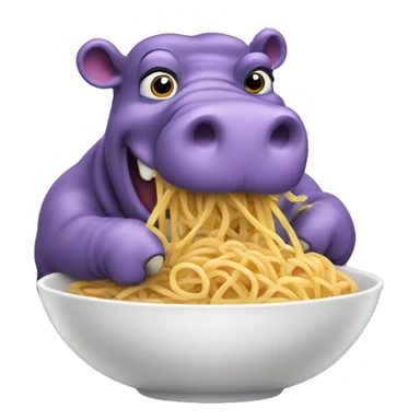 Purple hippopotamus eating spaghetti  sticker