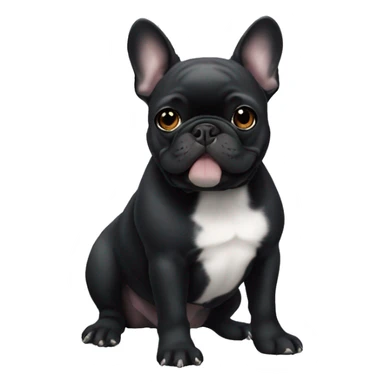 Black French bulldog with white chin sticker