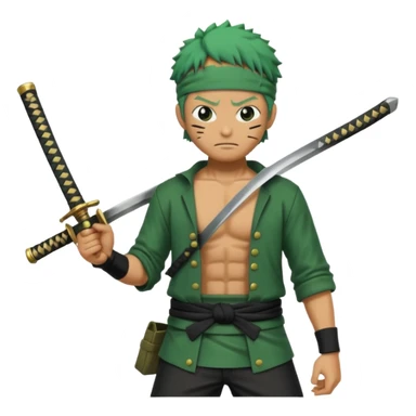zoro in a battle field with 3 styles sword sticker