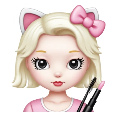  hello Kitty SANRIO holding an eyelash mascara spoolie sticker