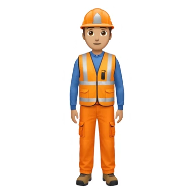 man in orange hi vis vest and chinos, no helmet, standing full body sticker