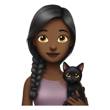 Girl and black cat  sticker