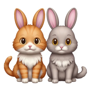 Cat and bunny together as friends sticker
