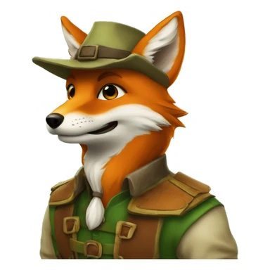 renard deguisee en robin des bois rajoute le lui le petit chapeau de robin ds bois vert sticker
