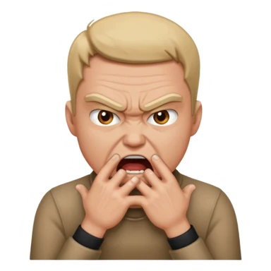 Grabbing throat with hands and looking angry  sticker