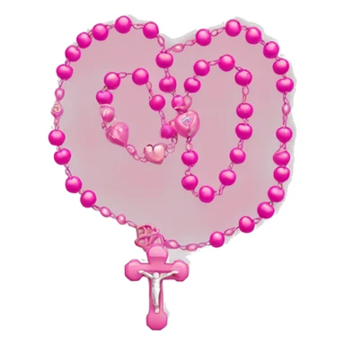 Pink rosary with heart shaped beads sticker