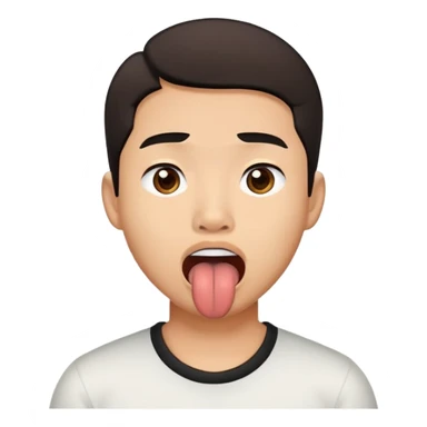 asian filipino guy with a black middle part sticking tongue out wildly sticker