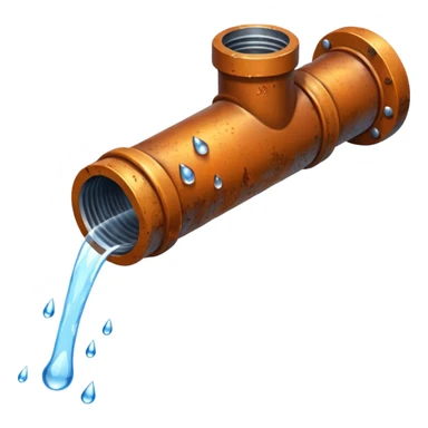 sewer steel pipe with leaking water  sticker