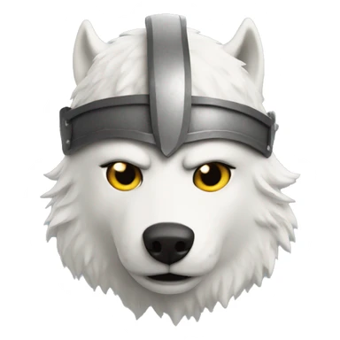 White wolf wearing a viking helmet sticker