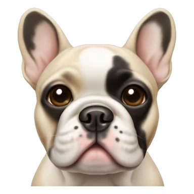 beige french bulldog with white center face and a black skin spot on the nose sticker