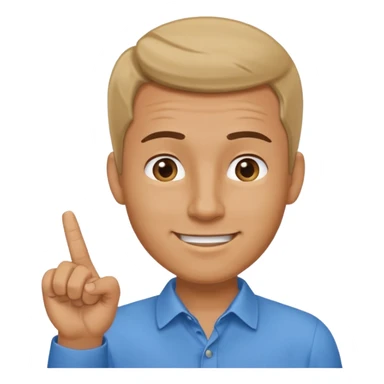 man pointing with index finger on his hand, who taps their temple with a finger and smiles knowingly. Expression: 'clever idea' sticker