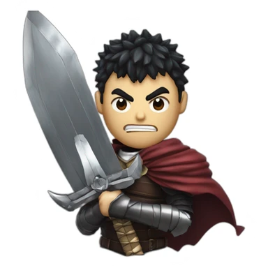angry berserk guts carrying a huge sword on his shoulder framed on his bust sticker