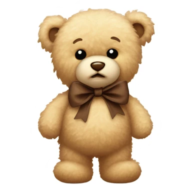 beige fluffy cute teddy bear with brown bow🧸 sticker