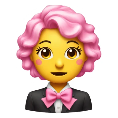 regular circle face yellow emoji doing side eye from side profile w pink bow and eyelashes sticker