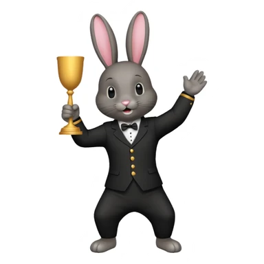 Lapin noir qui fête une victoire sticker
