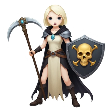 Necromancer girl with scythe and shield, dead mage sticker