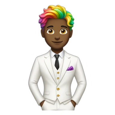 Posh-boy-with-white-suit-and-rainbow-unicorn-hair sticker