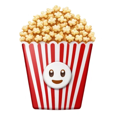 minimalist sweet popcorn emoji style, red and white popcorn box, caramel popcorn sticker