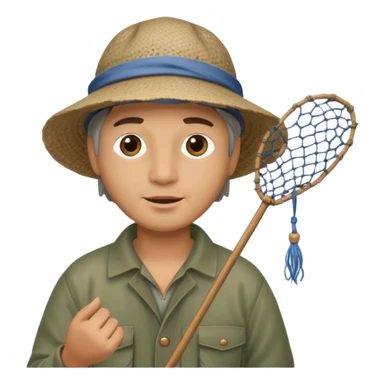 a fisherman is casting the fishing net sticker