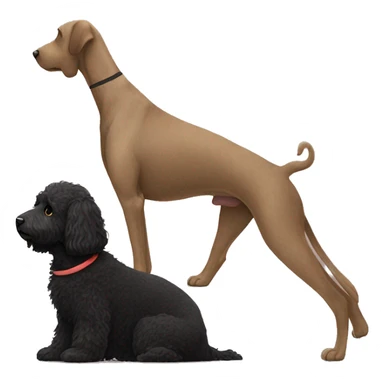 Black labradoodle doing downward dog yoga pose sticker