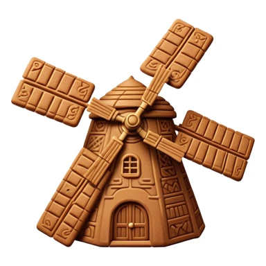 Speculaas Cinematic Realistic Speculaas Biscuit Emoji, depicted as a spiced speculaas cookie crafted in a charming windmill shape, rendered with intricate textures and warm, inviting lighting. sticker