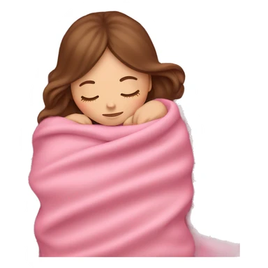 White girl with brown hair sleeping with pink blanket sticker