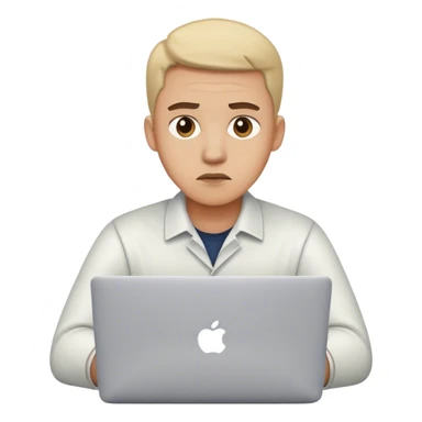 Manager working on a MacBook, looking worried sticker