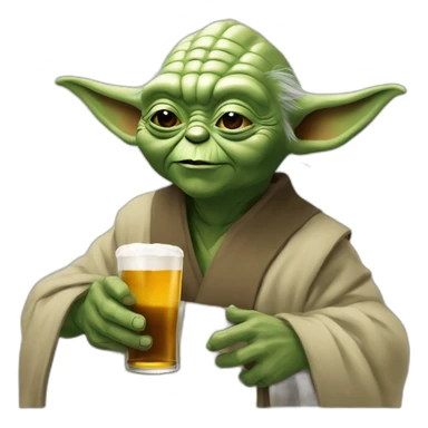 Maître Yoda qui boit une bière sticker