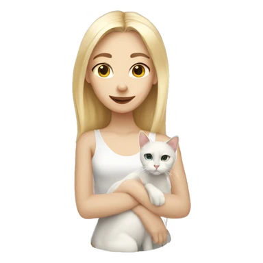 blonde girl and white cat sticker