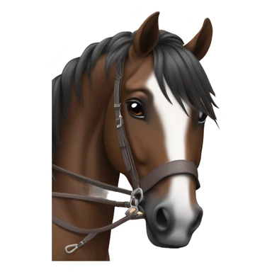 α realistic cute bay horse with tack and α rider on sticker