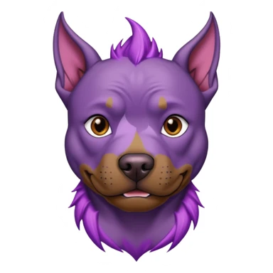 very tattoed brown face pitbull dog with purple spiky hair sticker