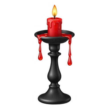 A gothic black candlestick with dripping red wax. sticker