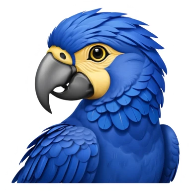 Hyacinth macaw with all blue feathers except for yellow around beak and eyes sticker