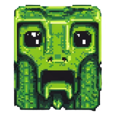 maximum blocky ultra-abstract pixel art Minecraft creeper face emoji with only 2-4 large square pixels sticker