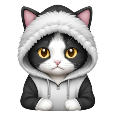 Black and white cat with a hoodie  sticker