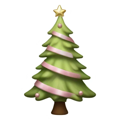 realistic light green christmas tree with a brown trunk with light pink and white ornaments and with a light pink star on top of the tree sticker