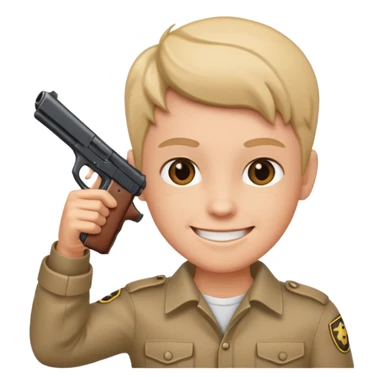emoji pointing gun to own head while smiling  sticker