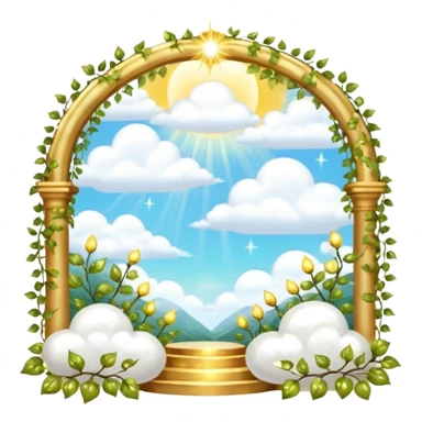 White and glittery gold with marble stones, vines, divine, heavenly, spiritual, pure, glowing, cute clouds, sunshine, sparkly, beautiful, elegant, luxurious, pretty, aesthetic scenery scene picture   sticker
