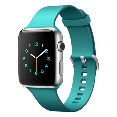 a teal fitbit band and an black apple watch lying flat in the style of an ios emoji  sticker