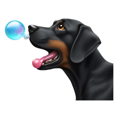 Black dog blowing gum bubble sticker