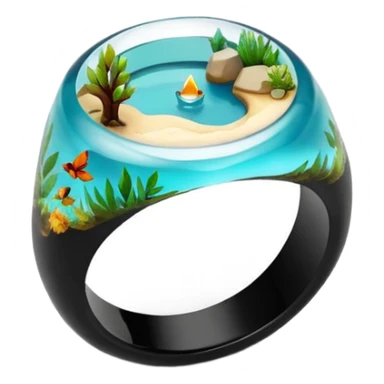 epoxy resin ring with nature motifs crystal sticker