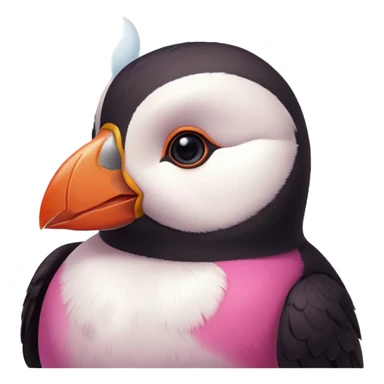pink puffin thinking thought cloud sticker
